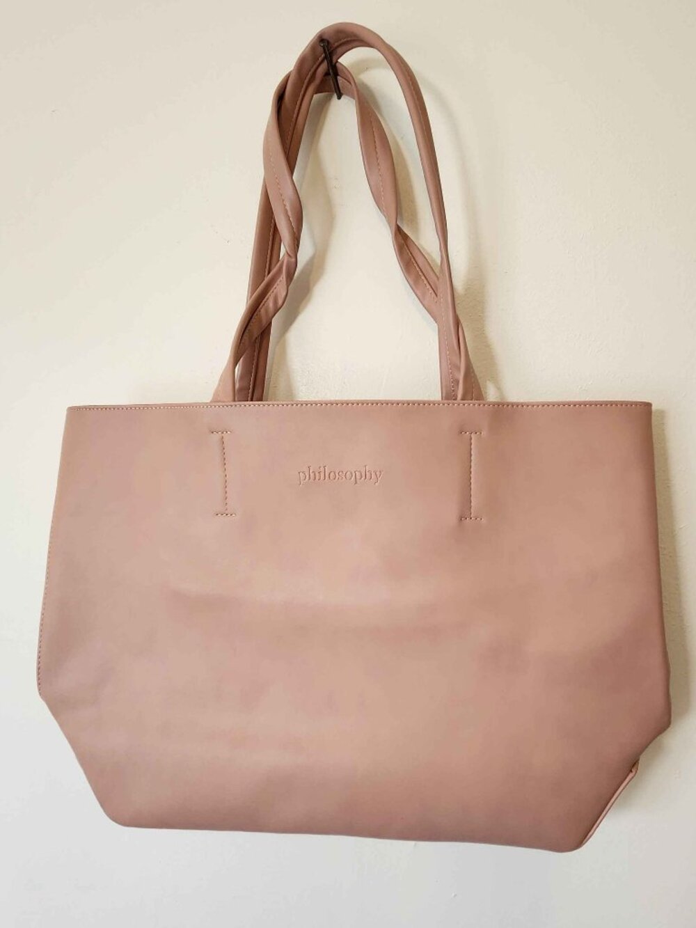 PHILOSOPHY Tote Bag/ Shoulder Bag Rose Pink Faux Leather.